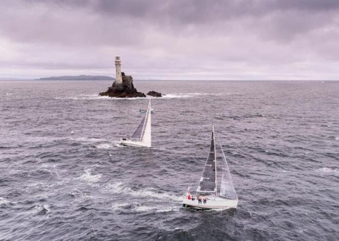 Zarafa and Inspire at the Fastnet Rock - 2015 Rolex Fastnet Race ©  Rolex/ Kurt Arrigo http://www.regattanews.com